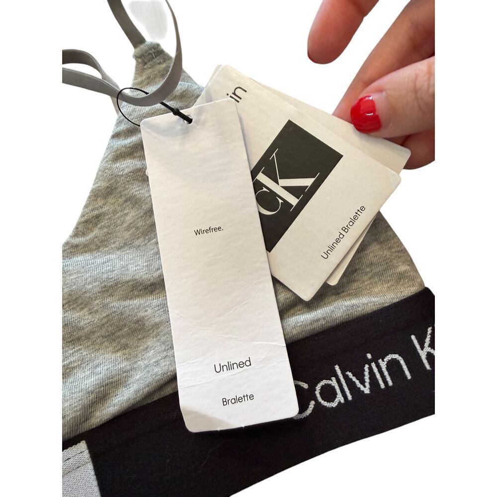 Calvin Klein Women's Gray Cotton Stretch Unlined Bralette Size XS - Picture 7 of 9